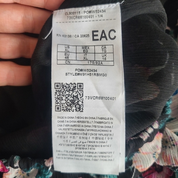 Guess Wrap Style Boho Floral Blouse Top Statement Sleeves Spring Summer Sheer - Picture 12 of 13